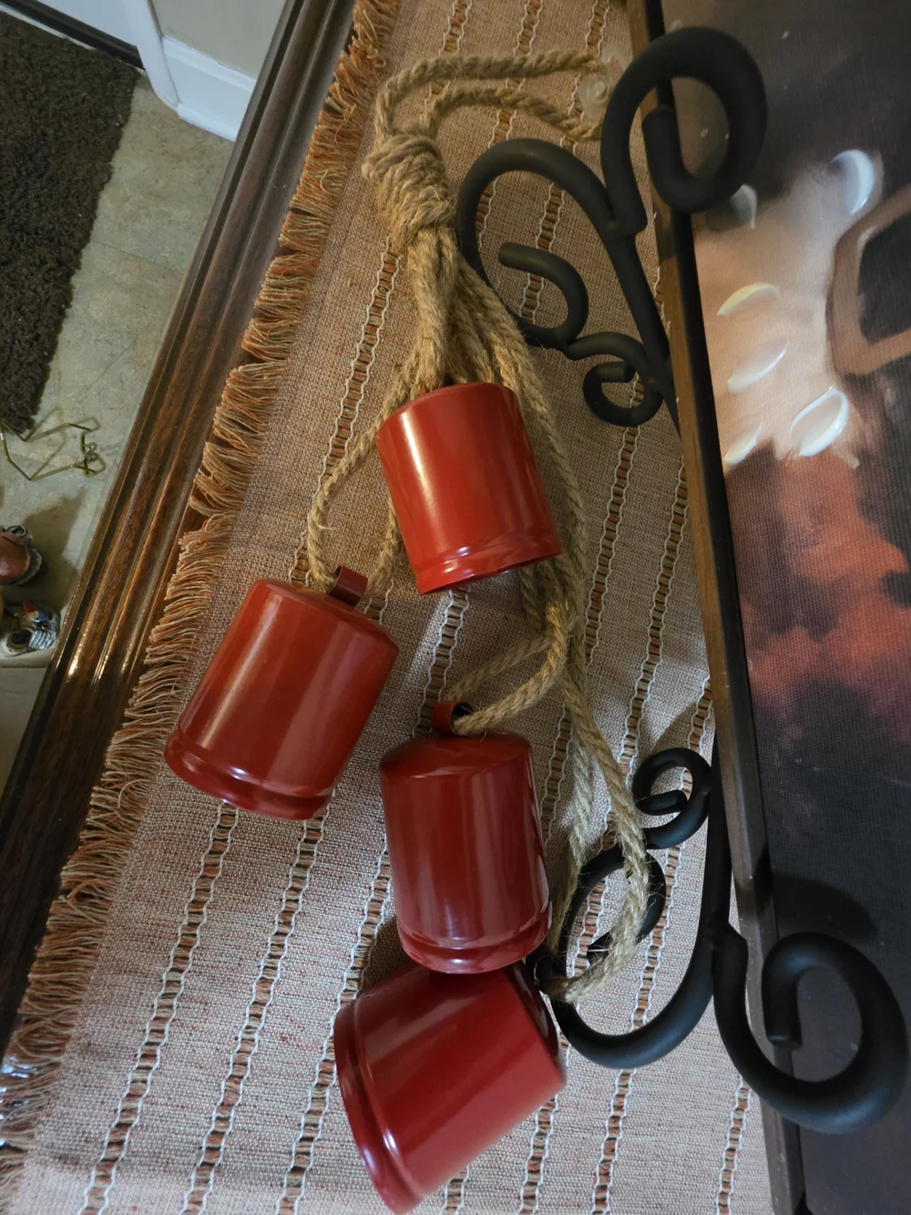Hobby Lobby Red Santa Portrait and Bell Garland Holiday Decor